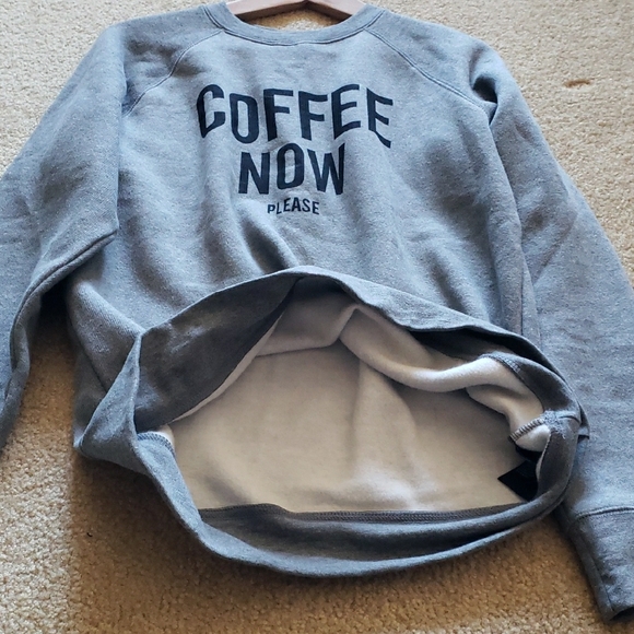 Brunette The Label Heather Grey 'Coffee Now Please' Sweatshirt Sz M/L NWT - Picture 10 of 15